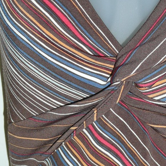 BCBG Maxazria Brown Stripe Halter Dress - Sz S - Picture 6 of 10